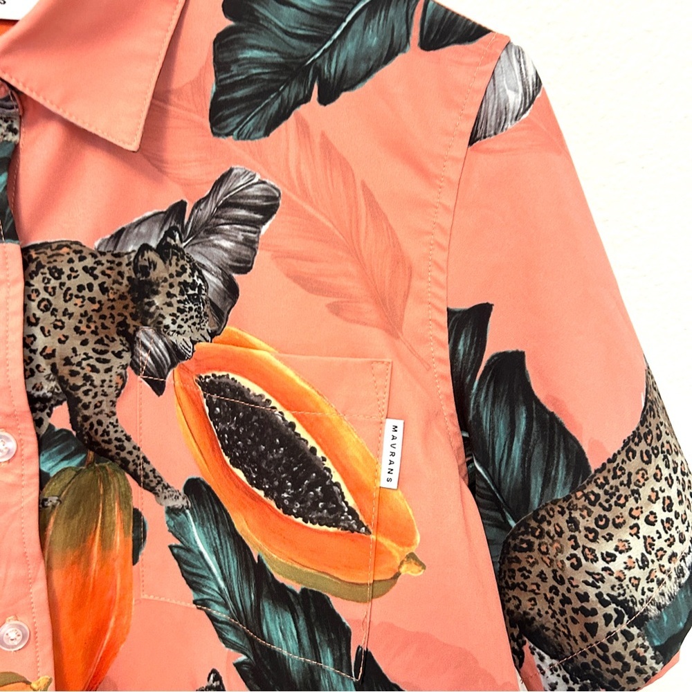 Mavrans Fruta Bomba Cropped Top Shorts Set Vacation Leopard Coral Size Small - Picture 5 of 16